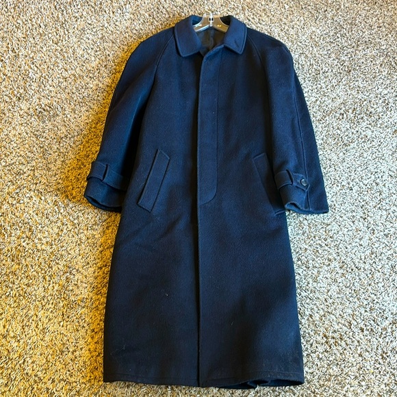 Cashmere & Wool Women’s Navy Classic Long Overcoat Size 12 - Picture 14 of 16